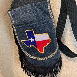 Texas Bottle Denim Bag with strap-Hand made! NWOT